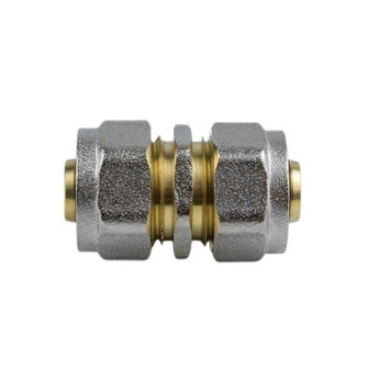 Муфта соединительная латунная Aquasfera 7003 DN 26 PN 16, покрытие - никель, компрессионный, 7003-03