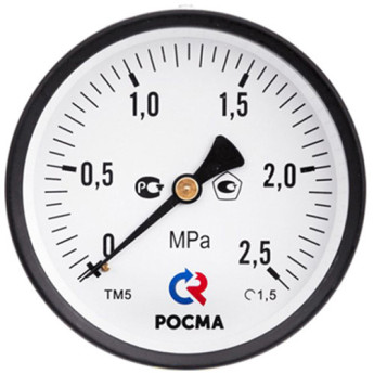 Манометр РОСМА ТМ-510Т.00 (0...0,4 МПа) Дкорп=100мм кл. 1,5 G1/2" общетехнический осевой 00000000905