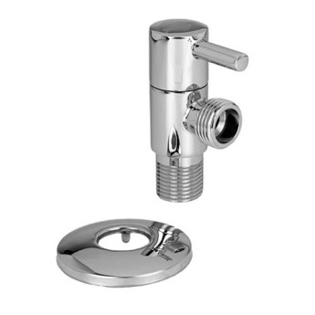 Вентиль запорный VALFEX VF.395 НР 1/2"x3/4" Ду 20 Ру 10 угловой хромированный латунный