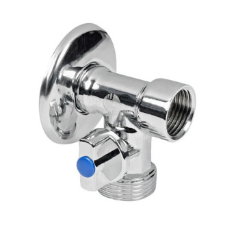Кран шаровый VALFEX VF.256 НР 1/2"-3/4" Ду 15 Ру 8 трёхходовой левый хромированный латунный