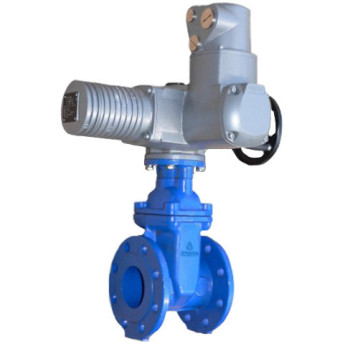 Задвижка GROSS DN 350 PN 16 фланцевая с обрезиненным клином с электроприводом AUMA короткая