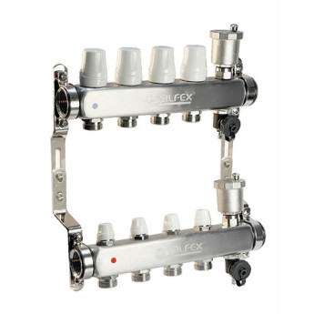 Коллекторная группа VALFEX VF.587.0607 7-ми контурный ВР-НР 1"x3/4" DN 25 PN 10 с дренажными кранами и регулирующими, балансировочными клапанами