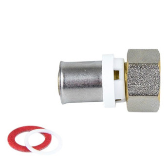 Соединитель латунный Aquasfera 8013 DN 16.4х1/2" PN 16 резьба - 16.4х1/2", покрытие - никель, резьбовой ВР/пресс, 8013-01