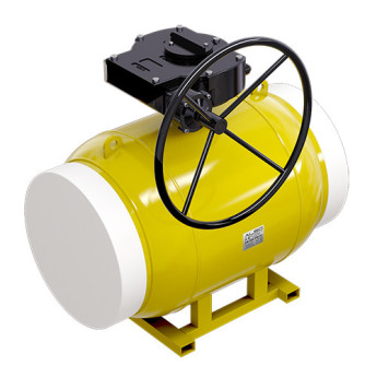 Кран шаровой газовый ALSO КШ.П.GAS.350.16-01 Ду 350 Ру 16 c редуктором стандартнопроходный под приварку