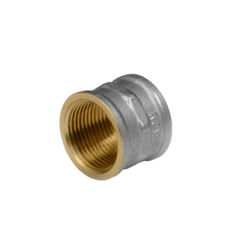 Муфта соединительная латунная Aquasfera 9018 DN 15 PN 40 резьба - 1/2'', покрытие - никель, резьбовая ВР-ВР, 9018-01