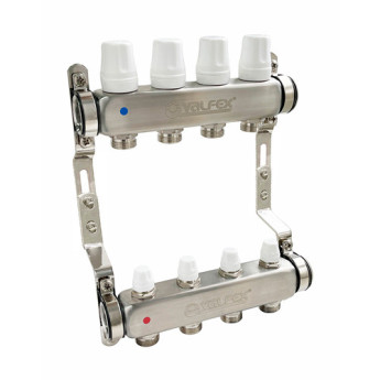 Коллекторная группа VALFEX VF.582.0605 5-ти контурный ВР-НР 1"x3/4" DN 25 PN 10 с регулирующими и балансировочными клапанами
