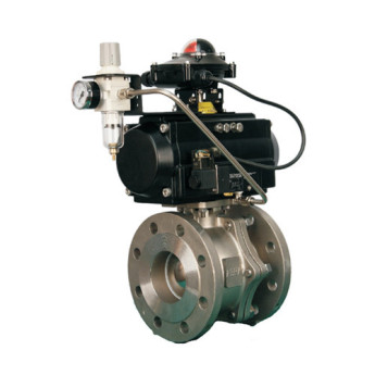 Кран шаровой ABRA BV-41 SR DN 250 PN 16 с пневмоприводом нержавеющая сталь