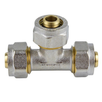 Тройник латунный Aquasfera 7011 DN 20 PN 16 покрытие - никель, компрессионный, 7011-02