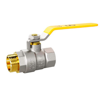 Кран шаровой латунный LD Pride 47.40.В-Н.Р GAS Ду 40 Ру 25 резьба (ВР-НР) 1 1/2", никелированный, неполнопроходный, стальной рычаг