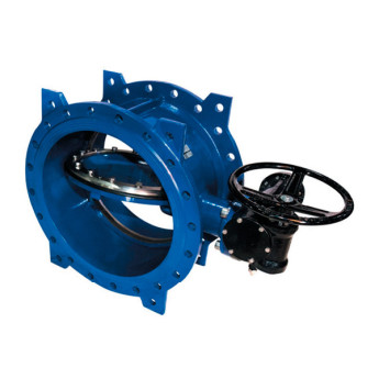 Затвор DENDOR 023F DN 300 PN 10 поворотный дисковый c двумя эксцентриситетами фланцевый чугунный с редуктором