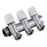 Коллектор распределительный Tiemme Maxima 1860013 3 отвода ВР-НР 1"х3/4" DN 25 PN 10 с регулирующими клапанами модульный