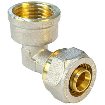 Угольник обжимной VALFEX VF.352.N ВР 1 1/4" Ду 32 Ру 25 переход на внутреннюю резьбу, никелированный латунный