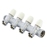 Коллектор распределительный Tiemme Maxima 1860015 4 отвода ВР-НР 3/4" DN 20 PN 10 с регулирующими клапанами модульный