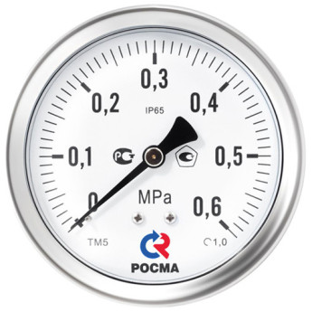 Манометр РОСМА ТМ-521ТЭ.00 (0...1,6 МПа) Дкорп=100мм кл. 1,0 М20х1,5 коррозионностойкий виброустойчивый эксцентрический 00000007489