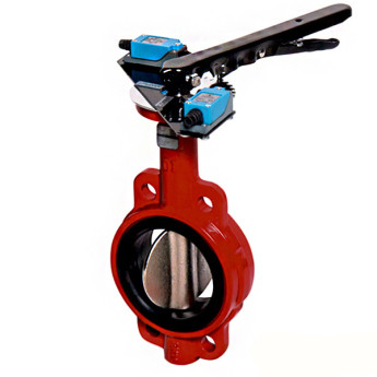 Затвор DENDOR 017W DN 65 PN 16 поворотный дисковый межфланцевый чугунный с рукояткой для систем пожаротушения