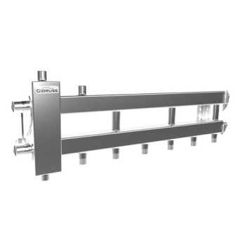 Коллектор распределительный GIDRUSS BMSS-40-4D 4-х контурный НР 3/4" Ду 20 Ру 6 балансировочный
