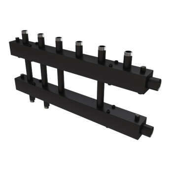 Коллектор распределительный Askon Дублер+ КК-32М/125/40/4+2D 6-ти контурный ВР-НР 1 1/4"x1 1/2" Ду 32 Ру 6 без теплоизоляции