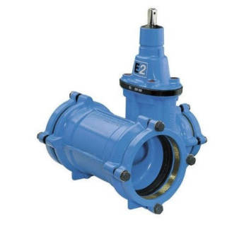 Тройник Hawle 4343E2 System 2000 DN 90-90 PN 16 раструбный клиновый чугунный с обрезиненным клином со встроенной задвижкой