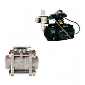 Кран шаровой ABRA BV61 SR DN 65 PN 40 с пневмоприводом нержавеющая сталь