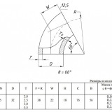 Отвод стальной 60-2-32х2,5-12Х18Н10Т ГОСТ 17375-2001 бесшовный крутоизогнутый