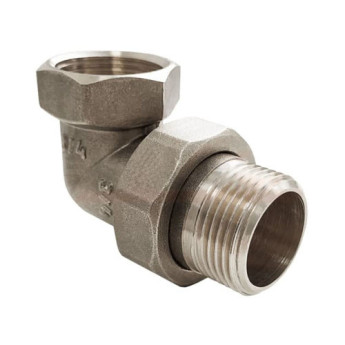 Сгон угловой VALFEX VF.098 ВР-НР 1/2" Ду 15 Ру 40 разъёмный никелированный латунный
