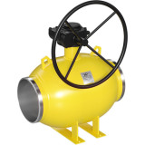 Кран шаровой цельносварной LD КШ.Ц.П.Р.GAS.700/600.025.Н/П.01 Ду 700/600 Ру 25 нержавеющий неполнопроходный под приварку с редуктором