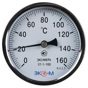 Термометр биметаллический ЭКОМЕРА БТ-1 Ду 100, Т 0-160C, L=80