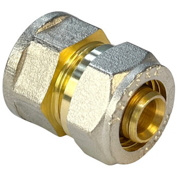 Соединитель обжимной VALFEX VF.302.N ВР 3/4" Ду 26 Ру 25 переход на внутреннюю резьбу, никелированный латунный