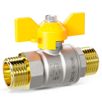 Кран шаровой латунный LD Pride 47.25.Н-Н.Б GAS Ду 25 Ру 40 резьба (НР-НР) 1", никелированный, неполнопроходный
