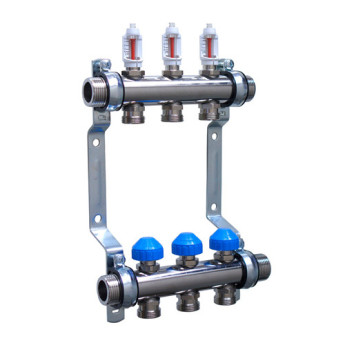 Коллекторная группа Watts HKV 2013A-VA 3-х контурный НР 1"x3/4" DN 25 PN 6 с регулирующими клапанами расходомеры