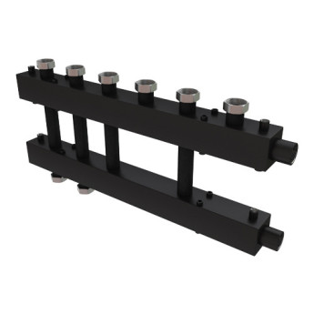 Коллектор распределительный Askon Дублер+ КК-40F/125/40/3+3D 6-ти контурный ВР-НР 1 1/2" Ду 40 Ру 6 без теплоизоляции