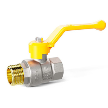 Кран шаровой латунный LD Pride 47.50.В-Н.Р GAS Ду 50 Ру 25 резьба (ВР-НР) 2", никелированный неполнопроходный