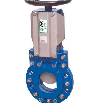 Задвижка шиберная ножевая VAG ZETA DN 250 PN 10 со штурвалом