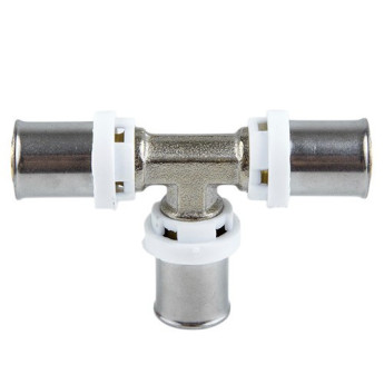 Тройник латунный Aquasfera 8009 DN 20.4 PN 16 покрытие - никель, пресс, 8009-02