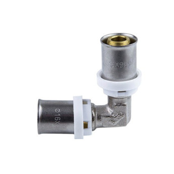 Угольник латунный Aquasfera 8005 DN 26.5 PN 16 покрытие - никель, пресс, 8005-03