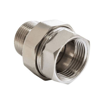 Сгон прямой VALFEX VF.340 ВР-НР 1" Ду 25 Ру 40 разъёмный никелированный латунный