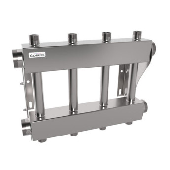 Коллектор распределительный GIDRUSS MKSS-250-4DU 4-х контурный НР 2"x1" Ду 50 Ру 6 модульный